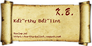 Kürthy Bálint névjegykártya