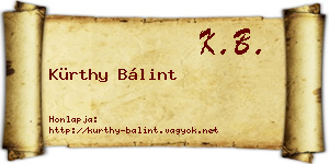 Kürthy Bálint névjegykártya