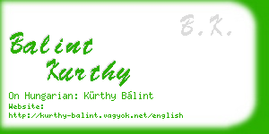 balint kurthy business card
